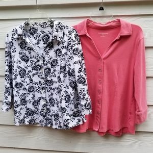 L bundle  3/4 sleeve blk/wht and salmon